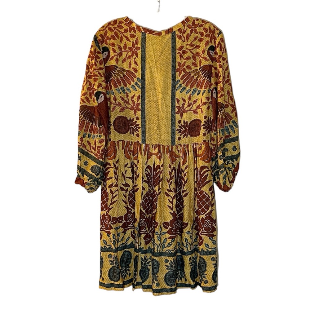 FARM Rio Yellow Floral Print Mini Dress with Rust and Teal Accents - Picture 2 of 7